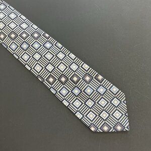 Silk Tie By Siena Collezione Silver with Blue and Purple Squares